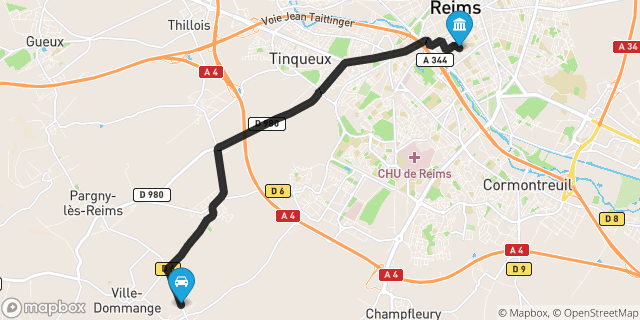 Itinéraire vers Reims