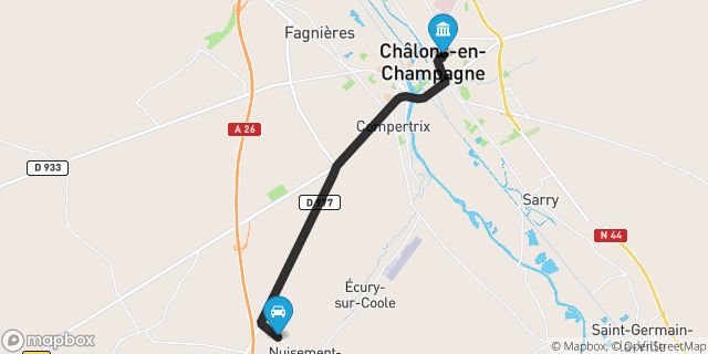 Itinéraire vers Châlons-en-Champagne
