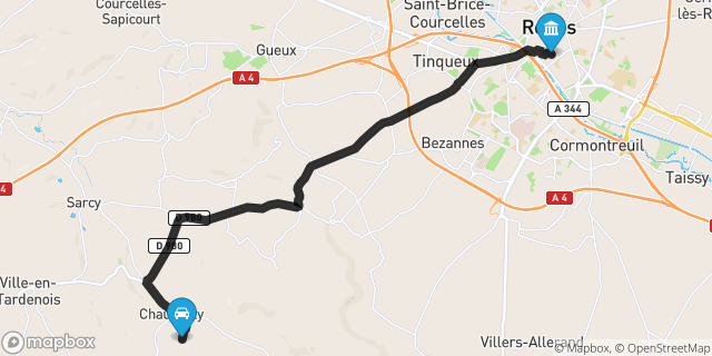 Itinéraire vers Reims