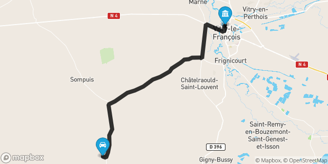 Itinéraire vers Vitry-le-François