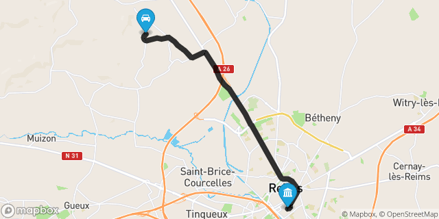 Itinéraire vers Reims