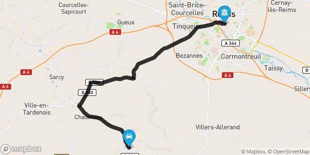 Itinéraire vers Reims