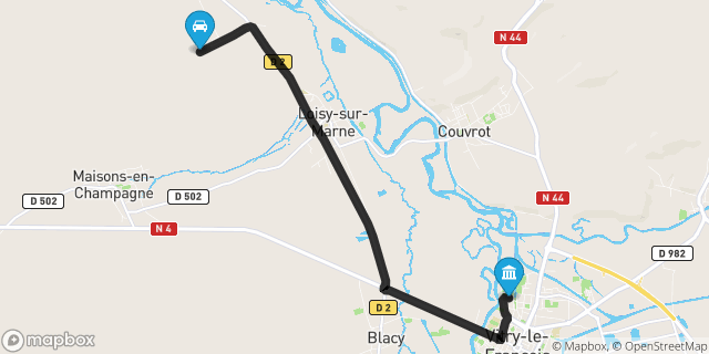 Itinéraire vers Vitry-le-François