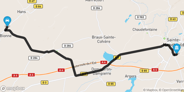 Itinéraire vers Sainte-Menehould