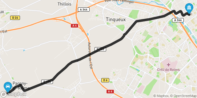 Itinéraire vers Reims