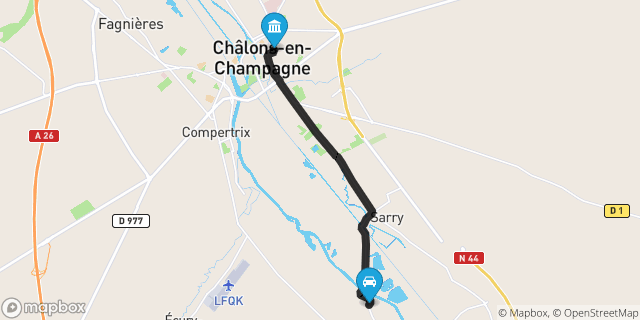 Itinéraire vers Châlons-en-Champagne