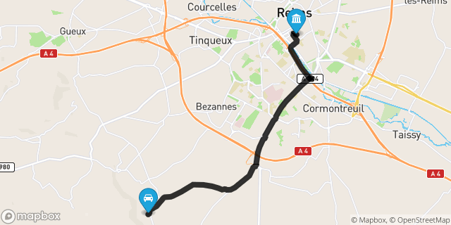 Itinéraire vers Reims