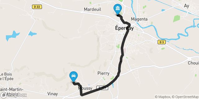 Itinéraire vers Épernay