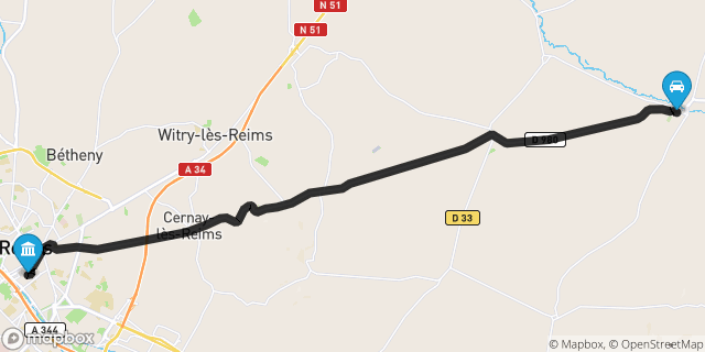 Itinéraire vers Reims