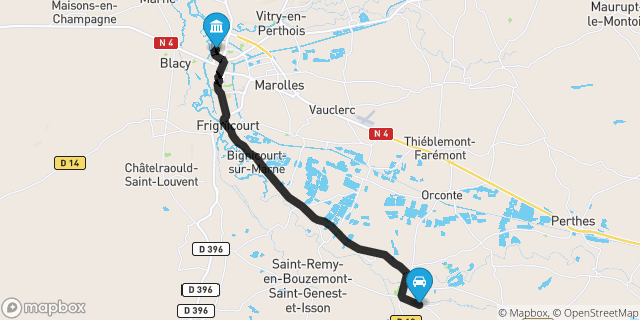 Itinéraire vers Vitry-le-François