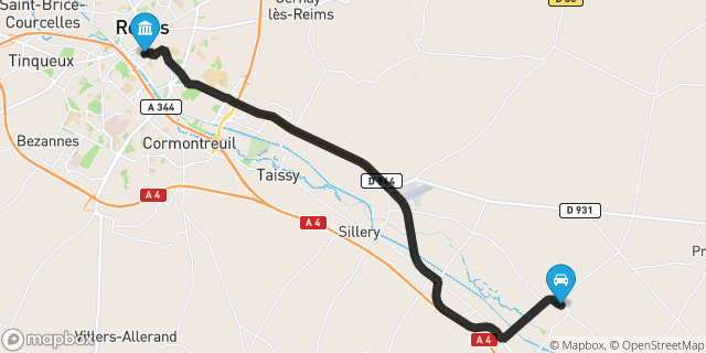 Itinéraire vers Reims