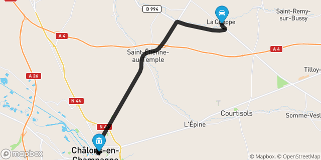 Itinéraire vers Châlons-en-Champagne