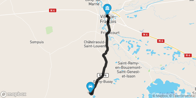 Itinéraire vers Vitry-le-François