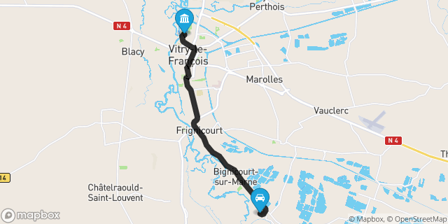 Itinéraire vers Vitry-le-François