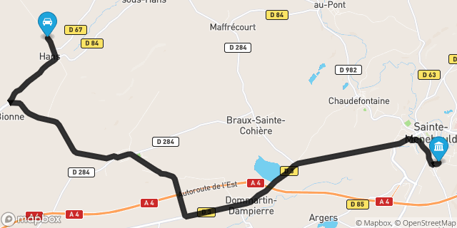 Itinéraire vers Sainte-Menehould