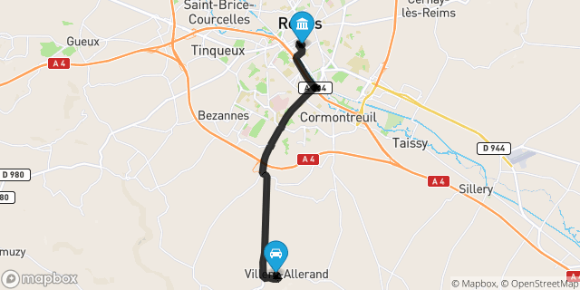 Itinéraire vers Reims