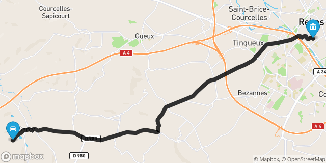 Itinéraire vers Reims