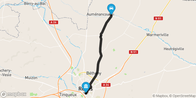 Itinéraire vers Reims