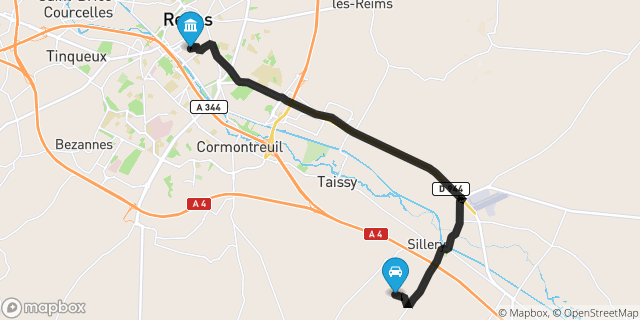 Itinéraire vers Reims