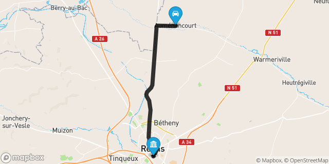 Itinéraire vers Reims