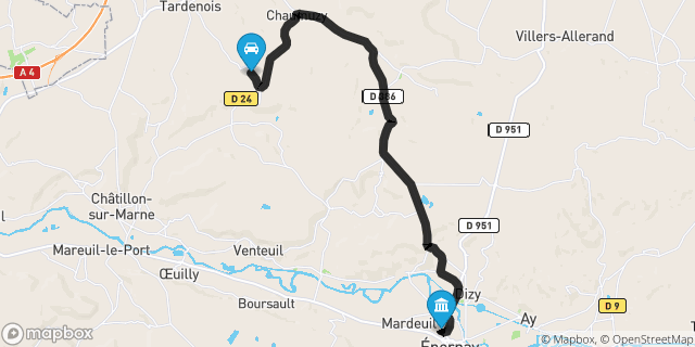 Itinéraire vers Épernay