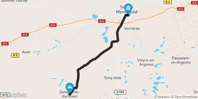Itinéraire vers Sainte-Menehould