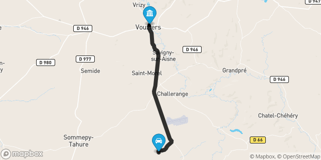 Itinéraire vers Vouziers