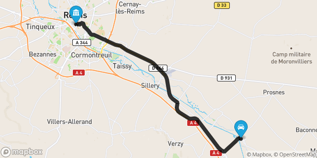 Itinéraire vers Reims