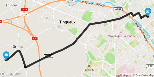 Itinéraire vers Reims