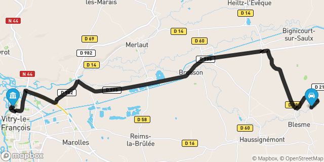 Itinéraire vers Vitry-le-François