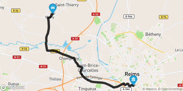 Itinéraire vers Reims