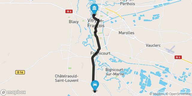 Itinéraire vers Vitry-le-François