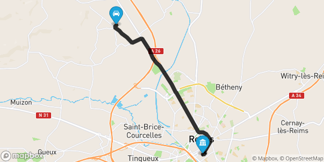 Itinéraire vers Reims