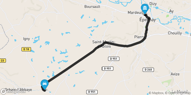 Itinéraire vers Épernay