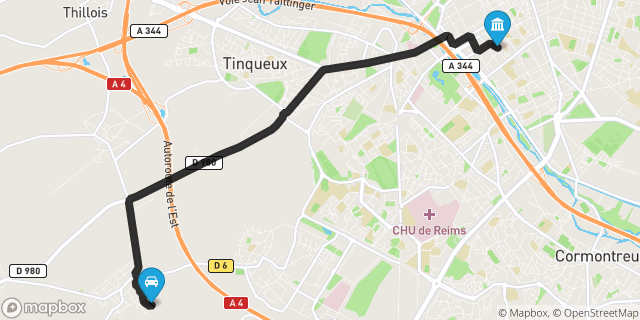 Itinéraire vers Reims
