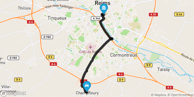 Itinéraire vers Reims