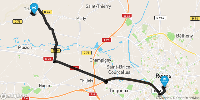 Itinéraire vers Reims