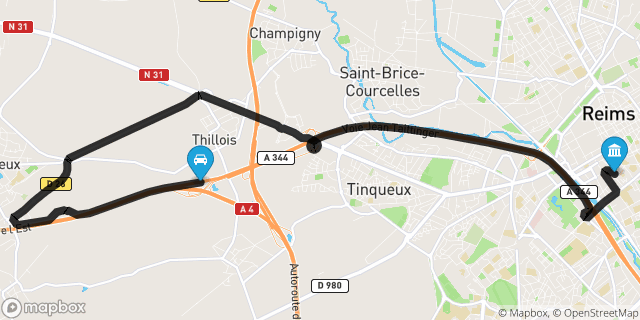 Itinéraire vers Reims