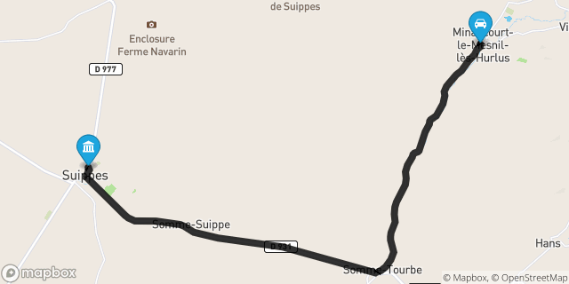 Itinéraire vers Suippes