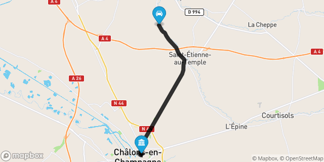 Itinéraire vers Châlons-en-Champagne