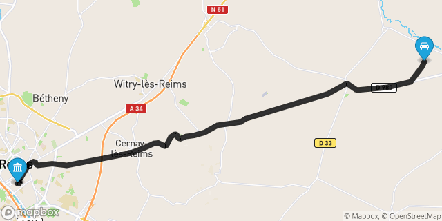 Itinéraire vers Reims