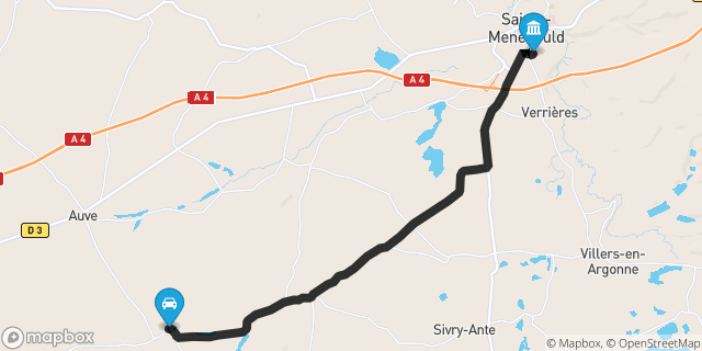 Itinéraire vers Sainte-Menehould