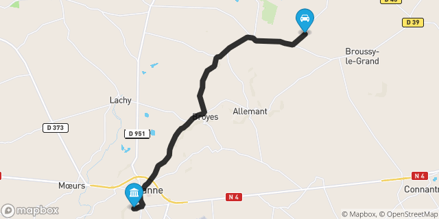 Itinéraire vers Sézanne