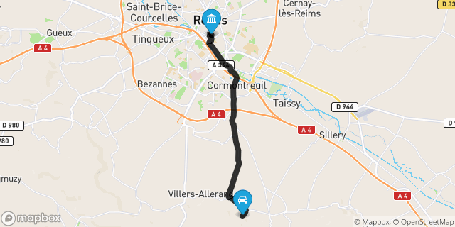 Itinéraire vers Reims