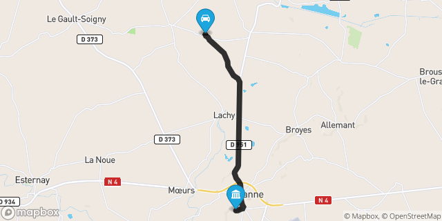 Itinéraire vers Sézanne