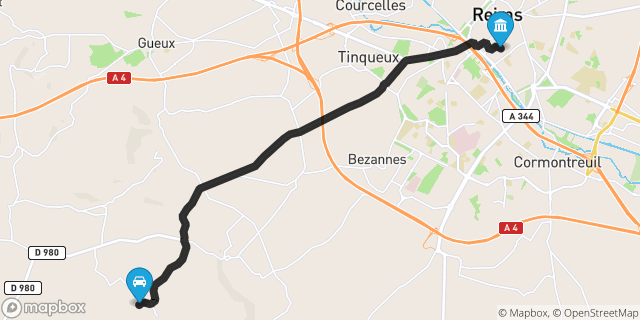 Itinéraire vers Reims