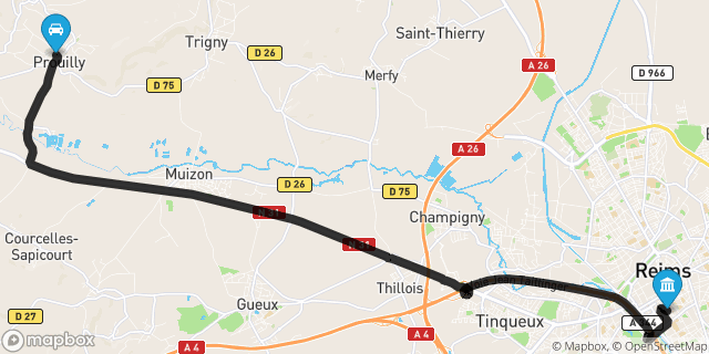 Itinéraire vers Reims