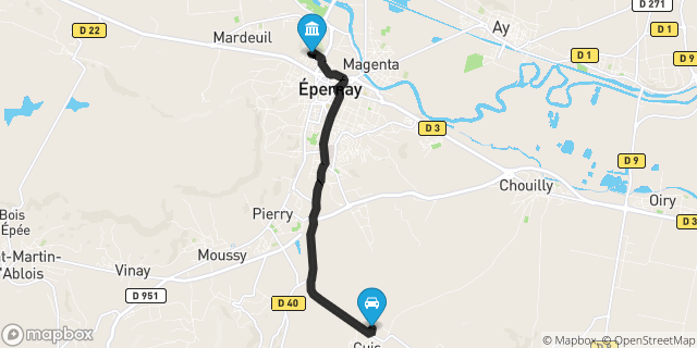 Itinéraire vers Épernay