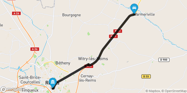 Itinéraire vers Reims