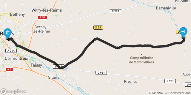 Itinéraire vers Reims